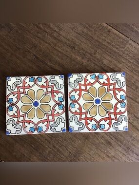 Two Mexican Talavera Matte Tiles (6”x6”)